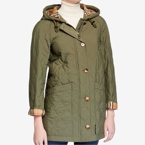 Burberry Olive Quilted Hooded Jacket
